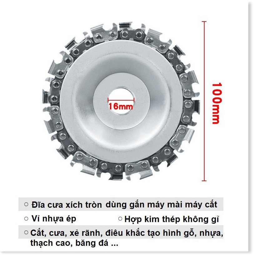 Đĩa Cưa Xích Tròn Gắn Máy Mài Máy Cắt - Lưỡi Cưa Xích Cắt Gỗ - Lưỡi Cắt Tạo Hình Điêu Khắc Gỗ Gắn Máy Mài 1 Tấc 1 Tấc 2