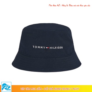 Mũ bucket nam nữ màu đen thêu logo thời trang MT592