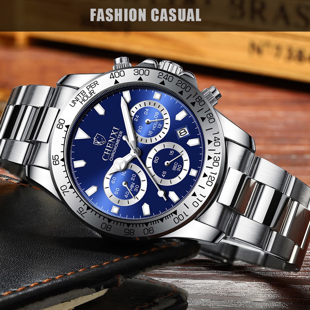 Đồng Hồ Thể Thao CHENXI Chống Thấm Nước Bằng Thép Màu Vàng Thời Trang Cho Nam
