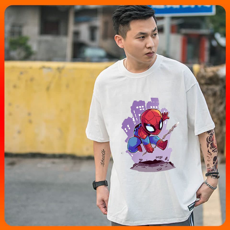 Áo thun unisex form rộng Siêu Anh Hùng MS108 in hình Spider Men - Người Nhện đẹp độc lạ vải dày mịn