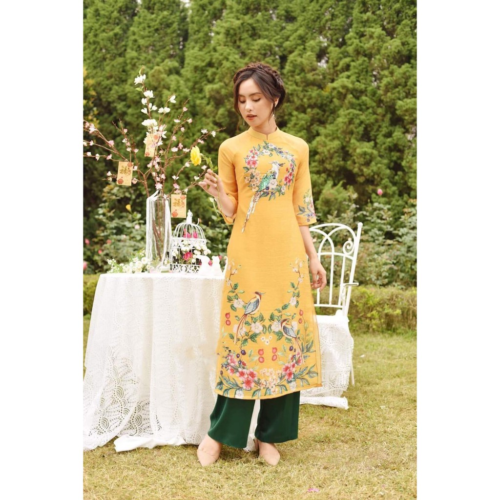 Áo dài nữ 🎀FREESHIP🎀 Áo dài cách tân tơ óng đính hạt [ao dai lua]