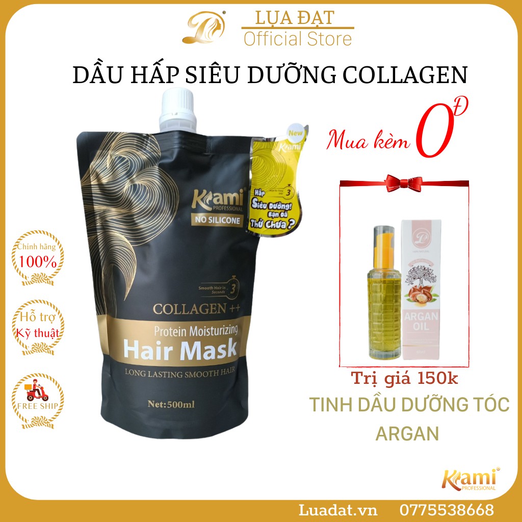 Kem hấp ủ tóc siêu dưỡng collagen Kami phục hồi tóc yếu,hương thơm nước hoa 500ml