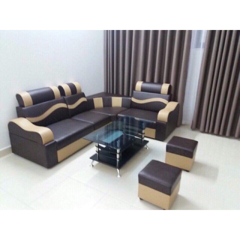 sofa da 4 cục giá rẻ ( kèm bàn kính )