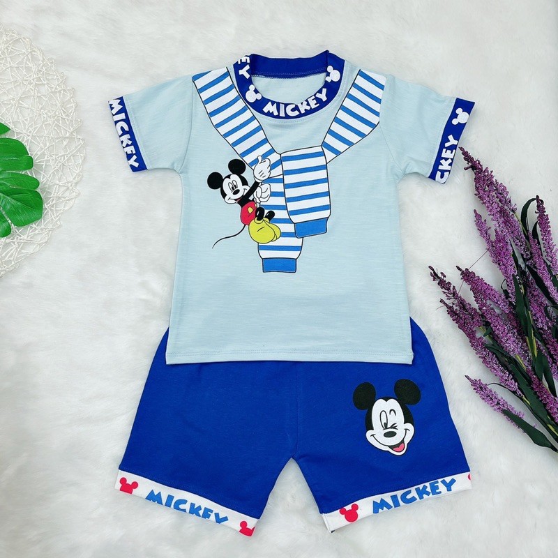 SET BỘ MICKY BÉ TRAI BÉ GÁI COTTON 4c