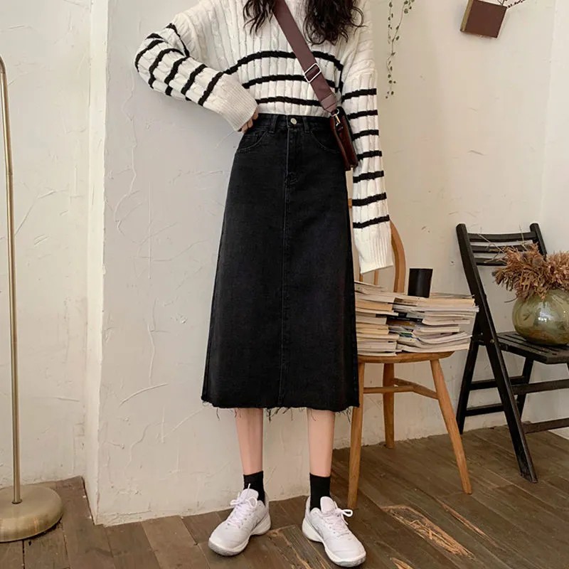 chân váy jean Lưng Cao Phong Cách Retro Cho Nữ | BigBuy360 - bigbuy360.vn