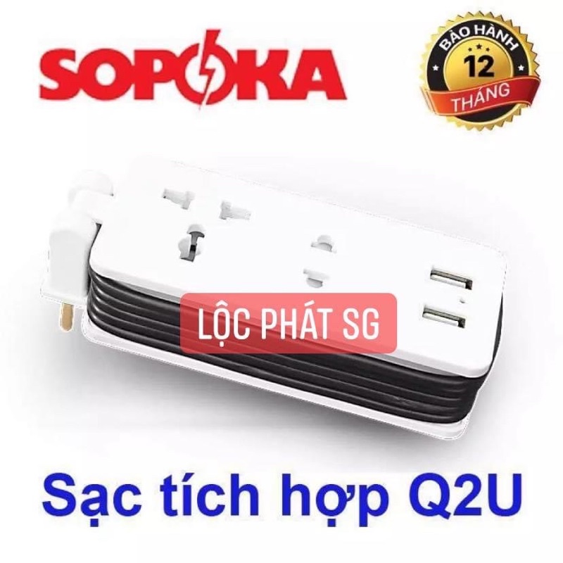 Ổ cắm điện, phích điện đa năng thông minh Sopoka chịu tải 2200w thiết kế an toàn chống cháy chống giật BH 1 đổi 1 2 năm