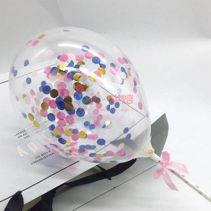 Combo 10 bong bóng trong suốt Sequin trang trí sinh nhật cỡ 30cm bóng bay kim tuyến