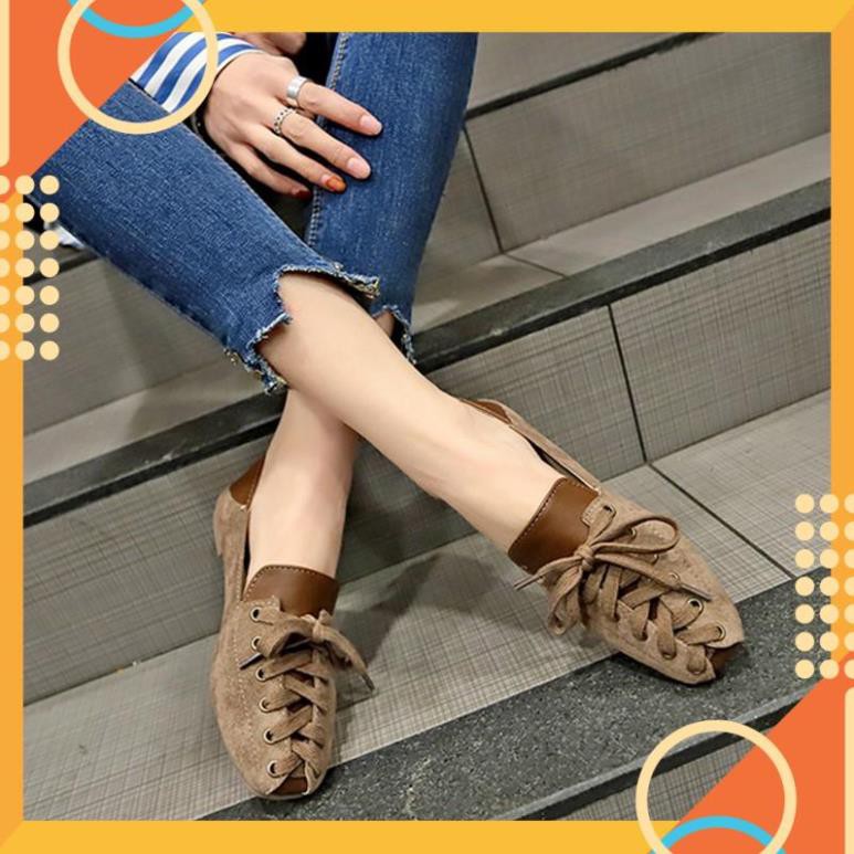 Giày da lộn mũi vuông buộc dây thời trang Hàn Quốc❤️FREESHIP❤️DRG07