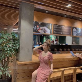 🌺DTB203122341 ĐẦM MIDI HOA CỔ U🌺
