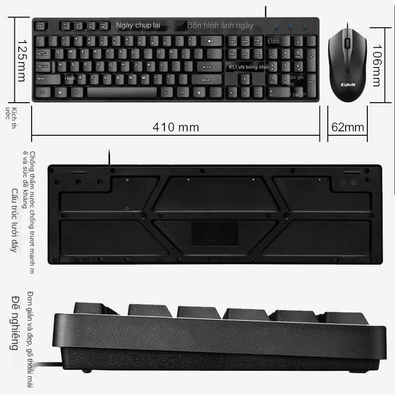 Bộ bàn phím và chuột có dây Kuiying giao diện usb máy tính để xách tay văn phòng doanh nghiệp sử dụng | BigBuy360 - bigbuy360.vn