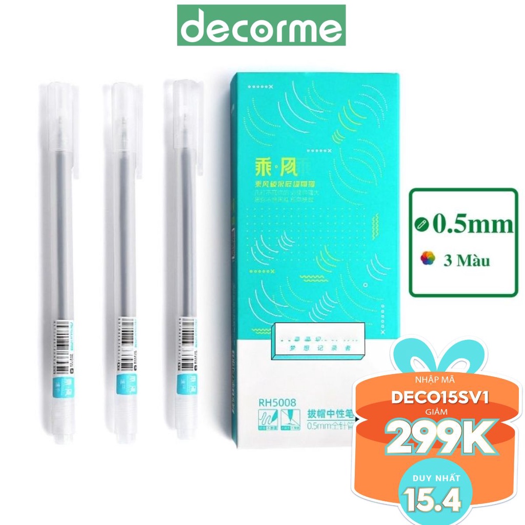 Bút gel Resun 3 màu đen xanh đỏ Decrome bút nước Muji bãi bản dupe (lẻ 1 chiếc)