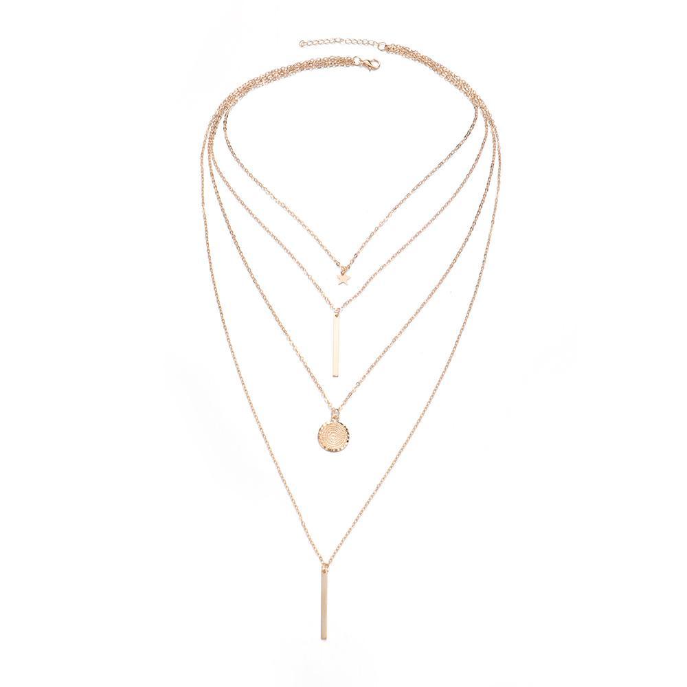 Vòng cổ Nhiều Lớp Thời Trang Cá Tính|Đồng Xu Lưu Niệm Hình Trăng Sao