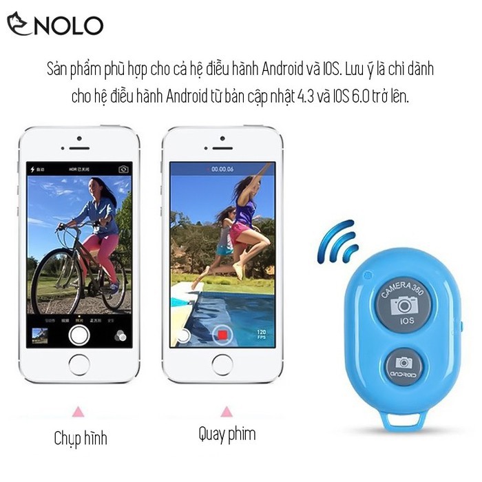 Combo 2 Remote Chụp Hình Selfie Quay Phim Bluetooth 2.0 AB Shutter3 Dùng Cho Cả Android Và IOS Dùng Pin Cmos CR2030