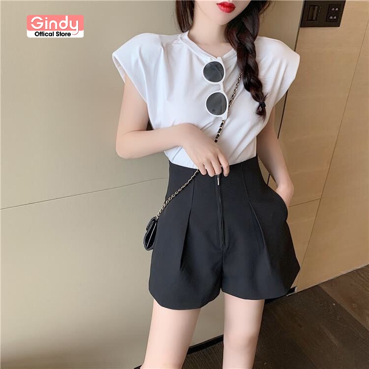 Quần short nữ GINDY thiết kế cạp cao, ngắn ngang đùi, chất vải tốt chống nhăn sờn thoáng khí thấp hút mồ hôi Q019