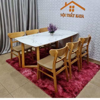 Bộ bàn mặt đá chân M 6 ghế Lunar