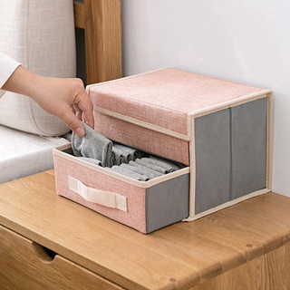 Double-Layer Storage Box Drawer Storage Box Foldable Home Underwear Storage Box (Pink Double Layer One Draw)