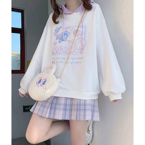 Áo hoodie dáng rộng kiểu dáng dễ thương xinh xắn