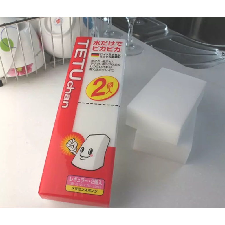 Mút chùi Melamin kỳ diệu xuất xứ Nhật Bản làm sạch vết bẩn không cần xà phòng