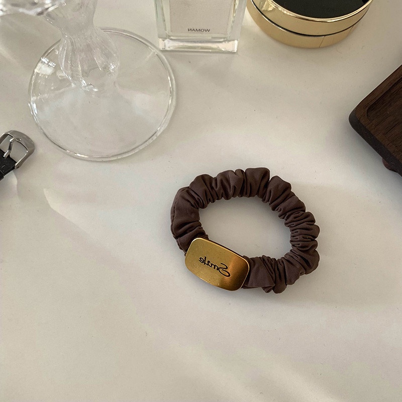 Dây Cột Tóc Scrunchies Bằng Kim Loại In Họa Tiết Hoa Cổ Điển Cho Nữ