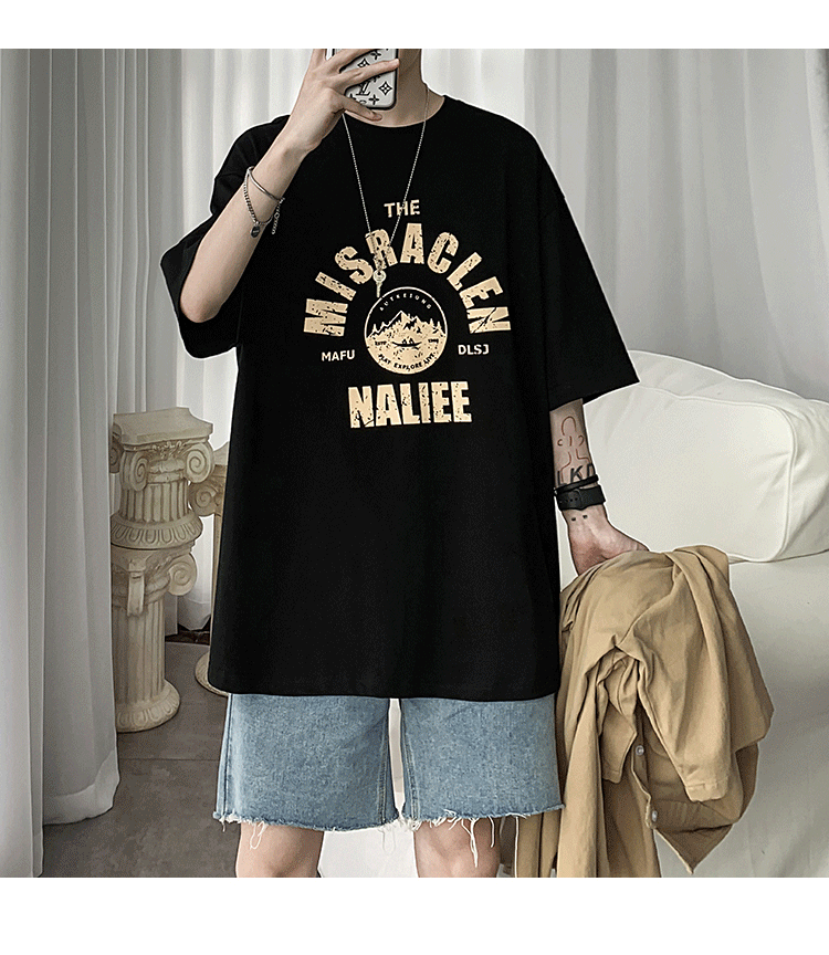 Áo thun tay ngắn dáng rộng size S-5XL phong cách Hàn Quốc trẻ trung dành cho nam