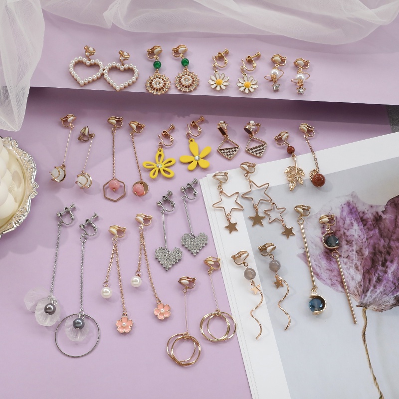 MOCHASHUKhuyên tai dạng kẹp không cần xỏ nhiều thiết kế tùy chọn phong cách retro đơn giản dành cho nữ