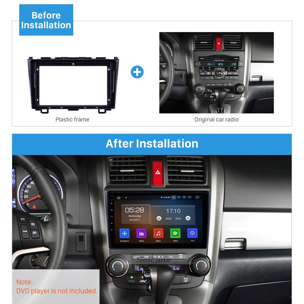 Mặt dưỡng màn hình DVD android 9” 10” HONDA CRV  2009-2012 2012-2015 2016-2021 cắm jack nguồn Zin