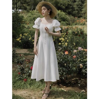 Đầm trắng nút bọc form dài, váy dự tiệc, váy vintage công chúa (kèm hình thật)