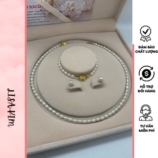 Bộ trang sức trai thật hạt gạo 4-5 li