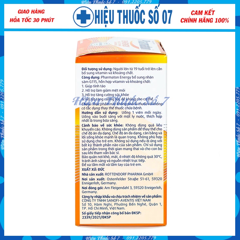 Viên Uống Bổ Sung Năng Lượng Pharmaton Energy Multivitamins Minerals With Ginseng 30V