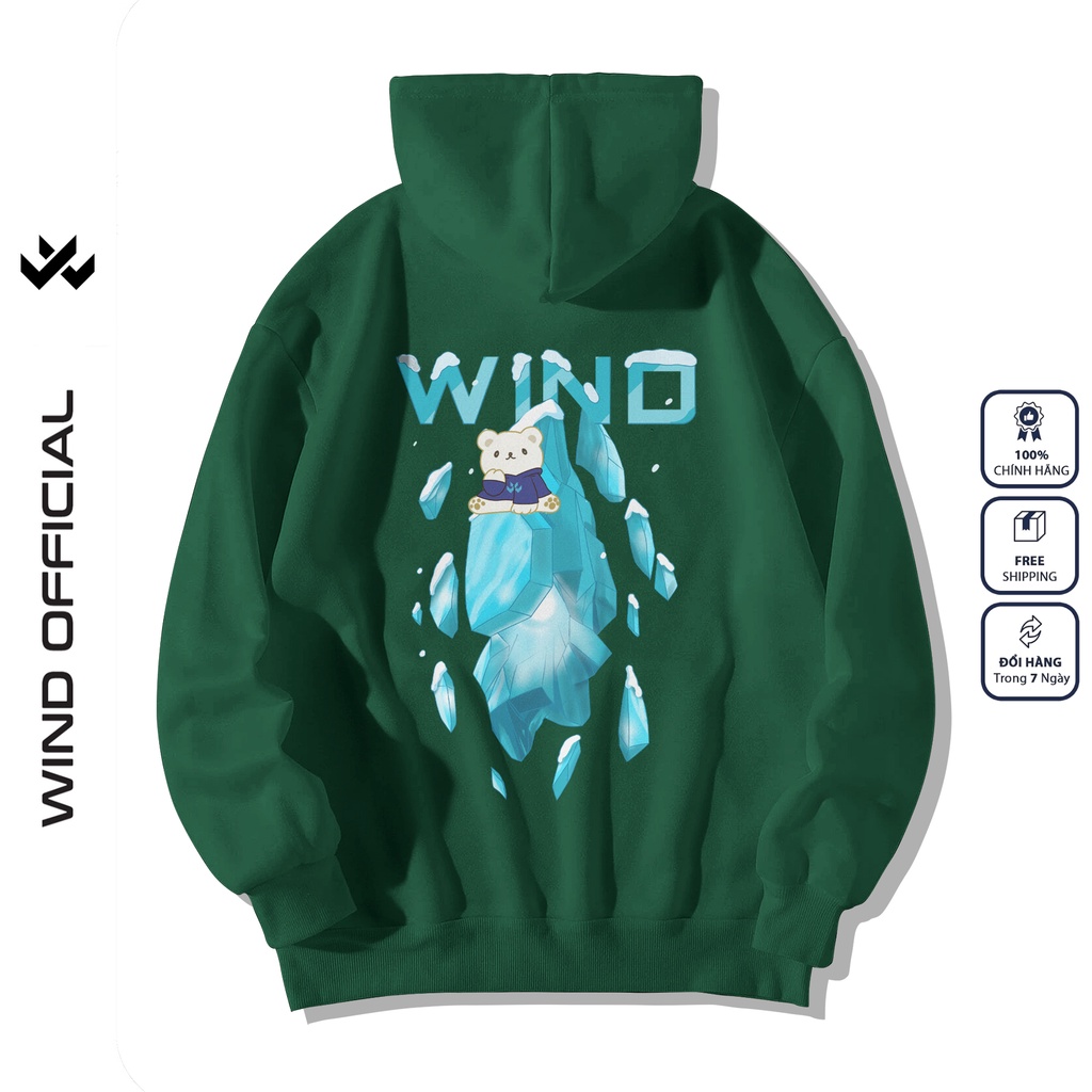 Áo hoodie form rộng WIND unisex nỉ bông HD22 Tuyết thời trang nam nữ oversize