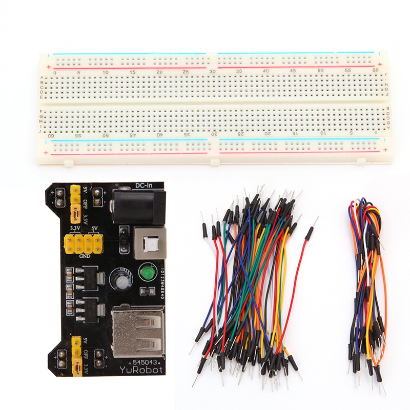 Bo Mạch Cung Cấp Nguồn bonj MB102 3.3V 5V + Bảng Mạch Breadboard 830 Lỗ + 65 Dây Cáp Jumper