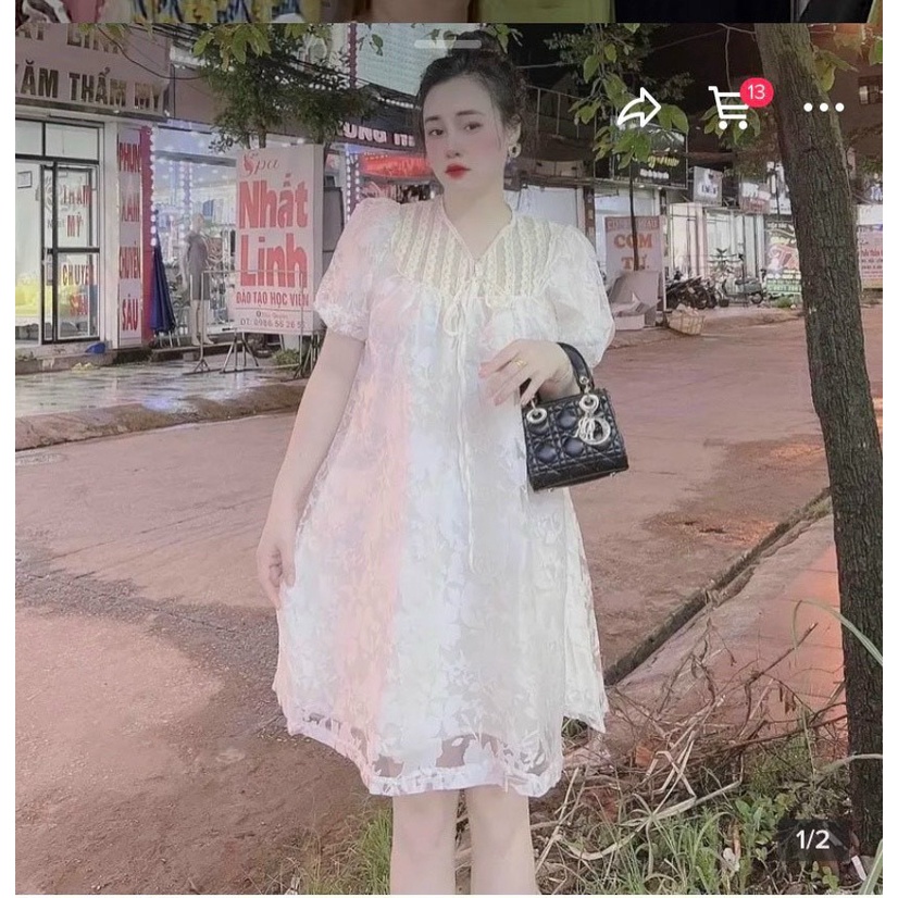 Váy bầu thời trang mùa thu đông Shopanhthu-MA1418 đầm bầu công sở thiết kế chất ren