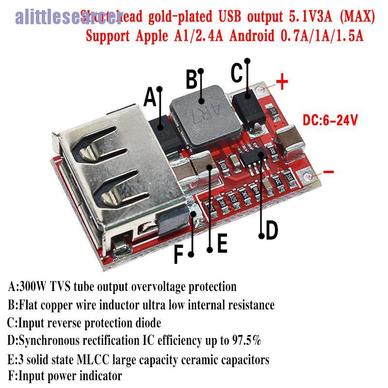 DC DC Mô Đun Hạ Áp Từ 6-24v 24v 12v Sang 5v