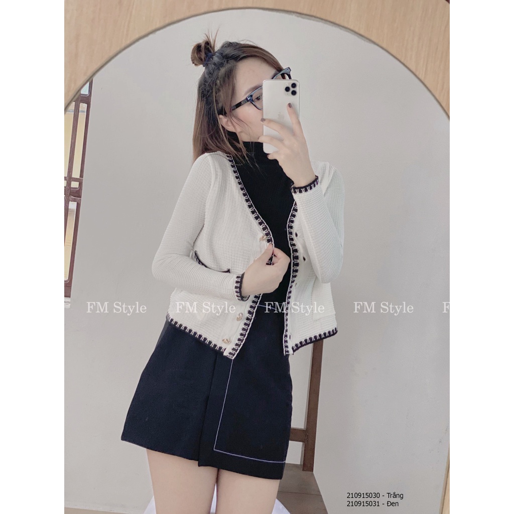 Áo len dài tay nữ FM Style phong cách tiểu thư 2 màu đen trắng 210915031