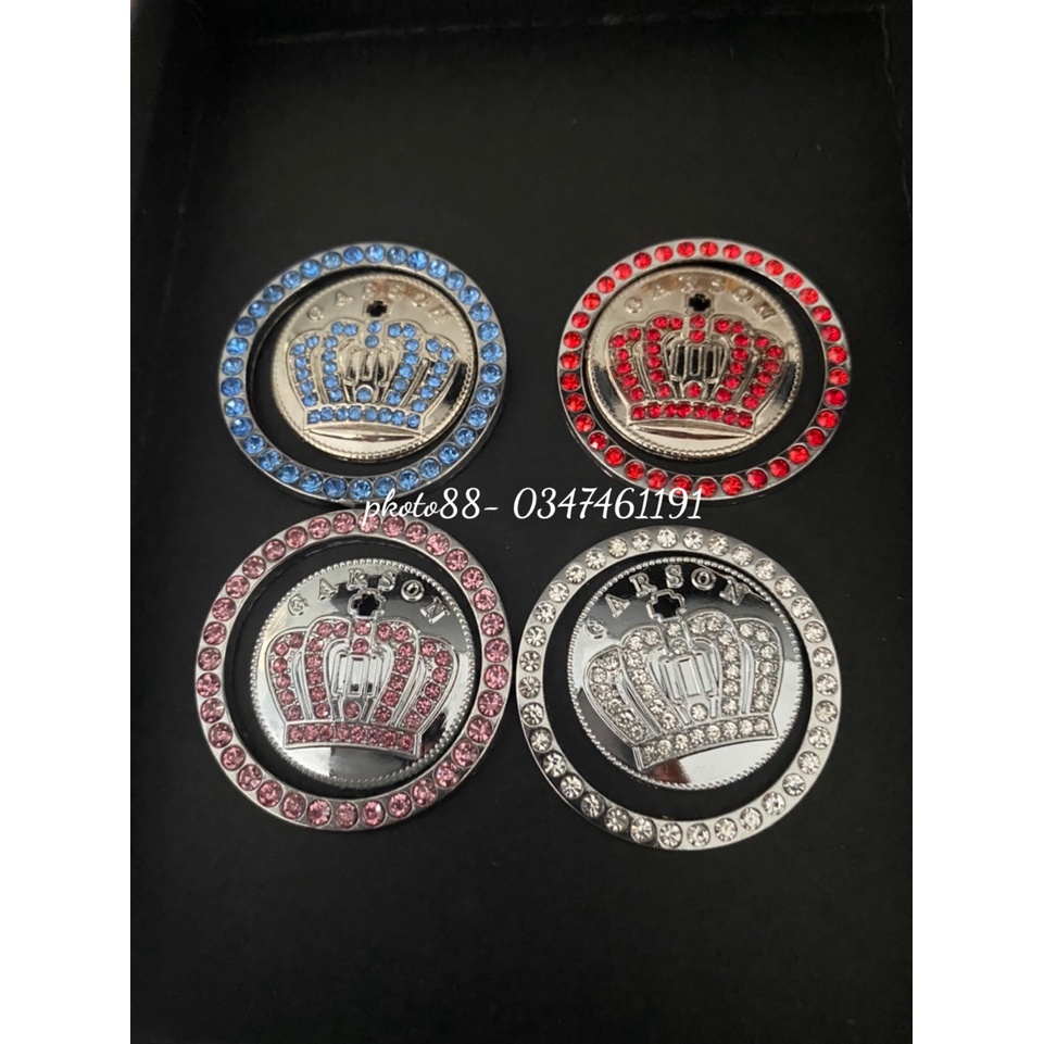 Đính đá nút khởi động xe startstop hình vương miện trang trí cho xế yêu lung linh