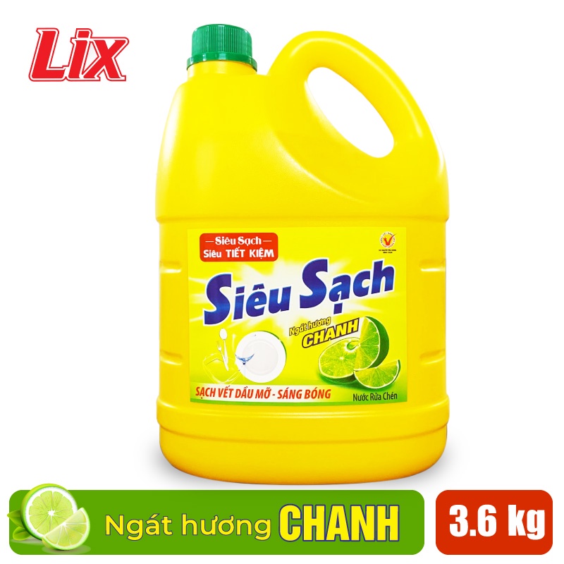 Nước Rửa Chén LIX 3.6 KG Siêu Sạch Hương Chanh - NS360