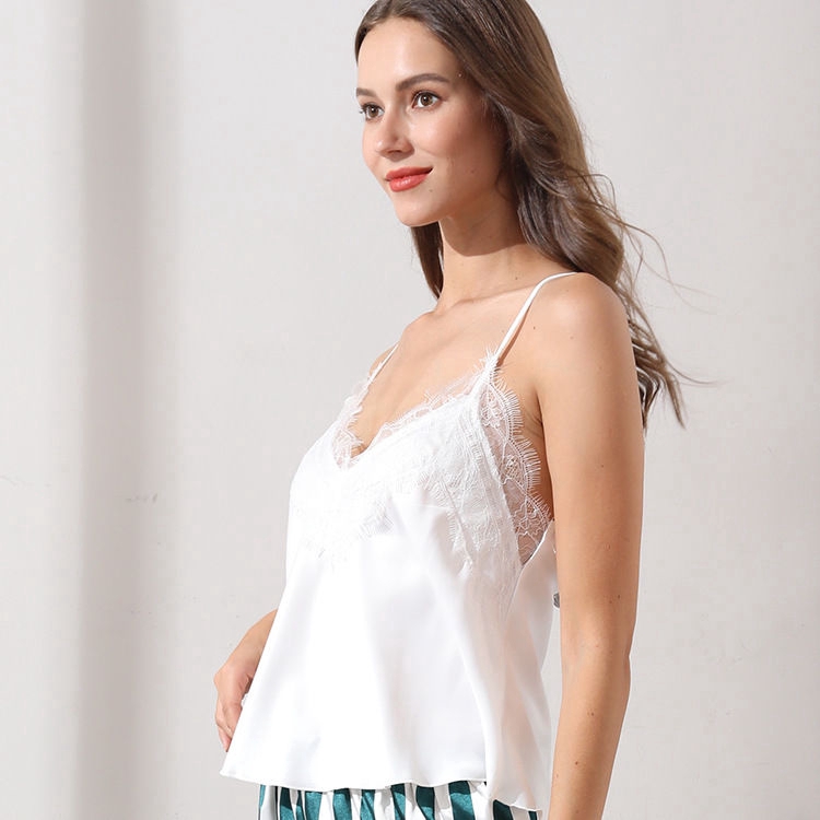 Bộ quần áo ngủ cổ chữ V phối ren thời trang dành cho nữ