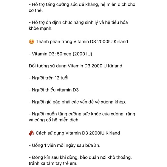 Vitamin D3 D 50mcg  Kirkland chai 600 viên date Mới