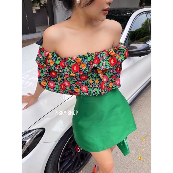 🍃 SET ÁO HỞ VAI HOA MIX CÙNG CHÂN VÁY HÀNG THIẾT KẾ CAO CẤP