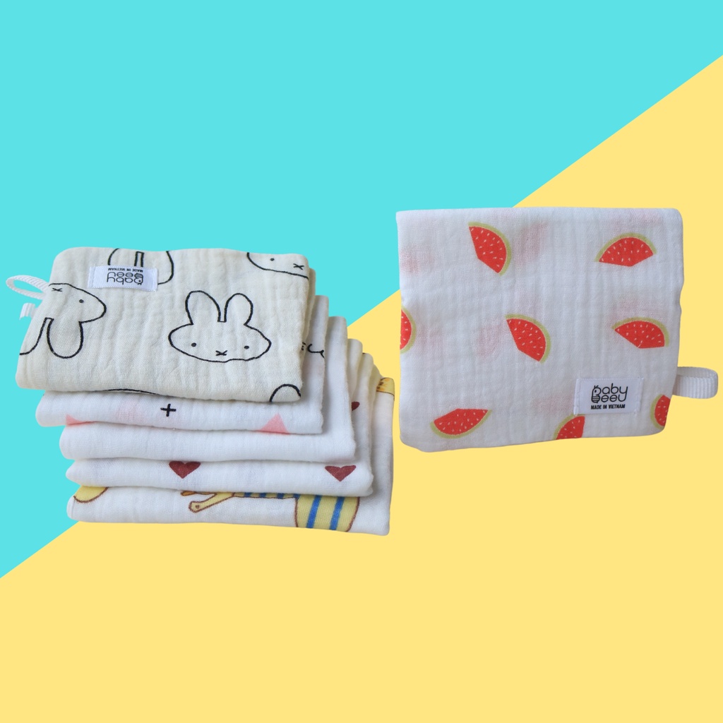 Set 5 Khăn Xô Sữa Cao Cấp Baby BeeU, khăn sữa xuất Nhật cho bé chất liệu cotton an toàn cho trẻ sơ sinh Mozio Store