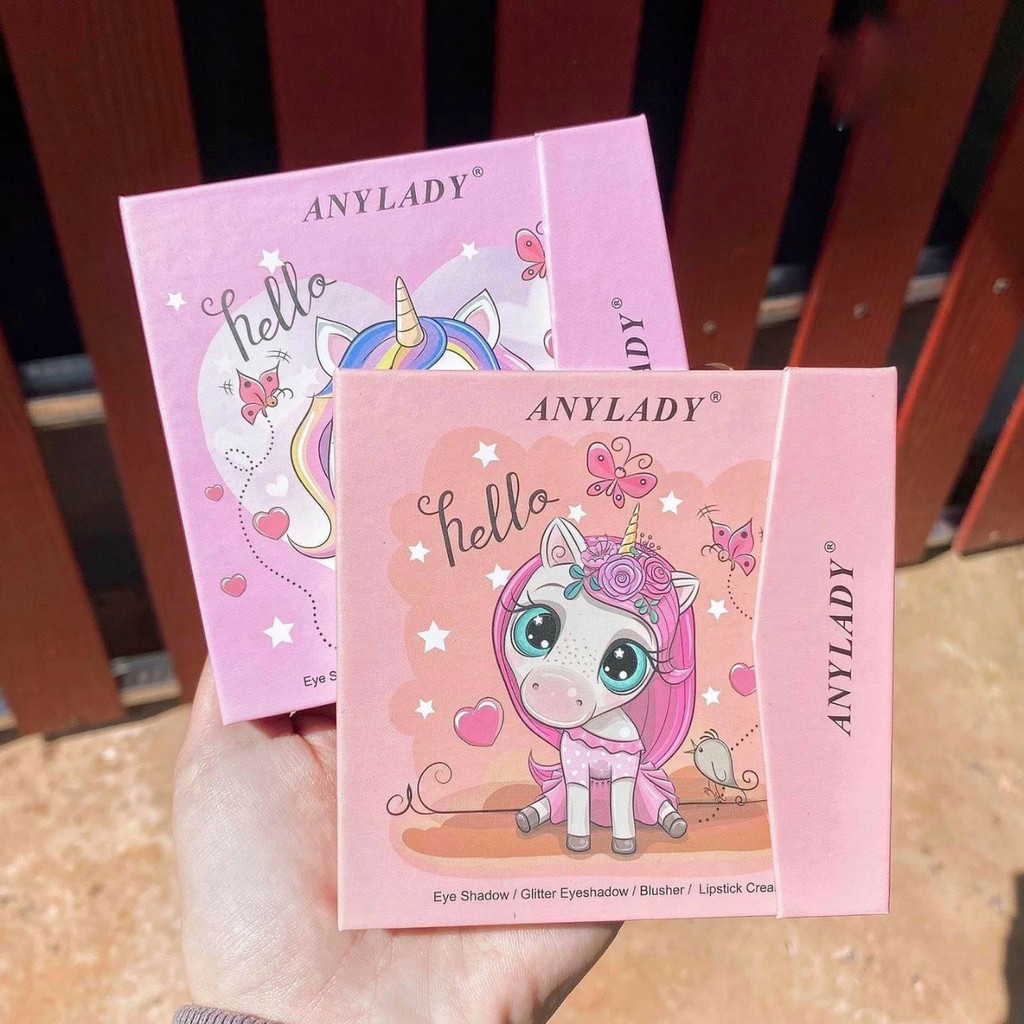 Phấn Bóp TRang Điểm Đa Năng Any Lady Hello, phấn trang điểm thiết kế cute, phấn mắt nhũ, phấn má, son môi, bộ trang điểm