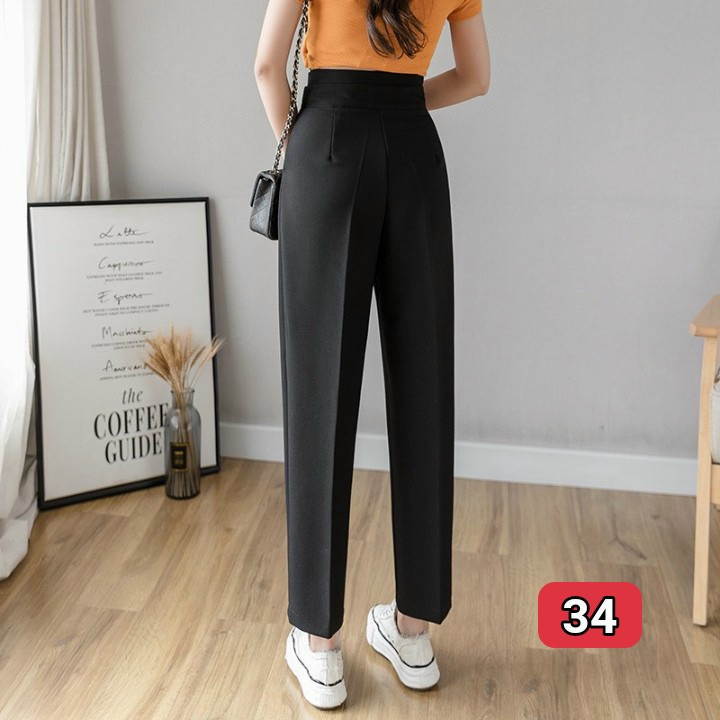 Quần beggy vải tuyết mưa 2 cúc chéo công sở cao cấp, bền đẹp Form suông thoải mái 2 cúc 2 màu trắng đen.34 | BigBuy360 - bigbuy360.vn