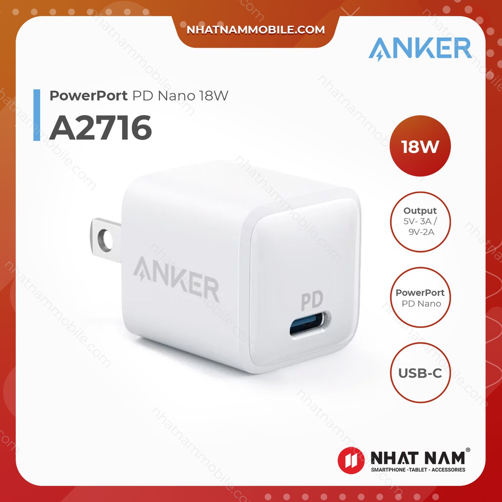 Sạc Anker PowerPort PD Nano 18W - A2716