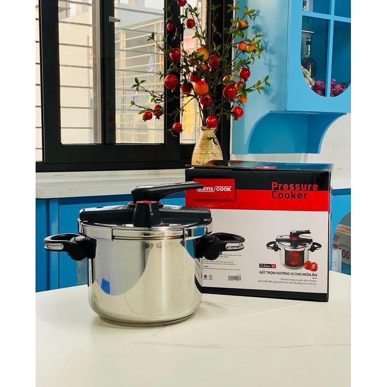 Nồi áp suất 6L đa năng Inox 304 Kimscook PC522 dùng cả với bếp từ - Nồi áp suất an toàn, tiện dụng cho gia đình
