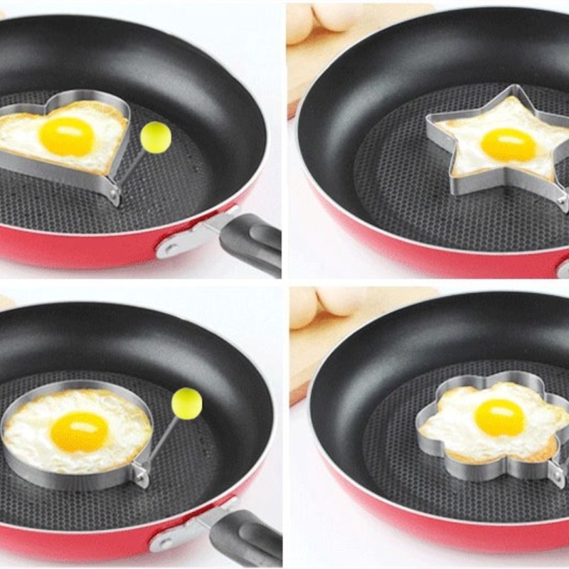 Khuôn Chiên Trứng Cho Nhà Bếp Chất Liệu Thép Không Gỉ Có Tay Cầm Nhựa Chống Bỏng Tiện Lợi | BigBuy360 - bigbuy360.vn