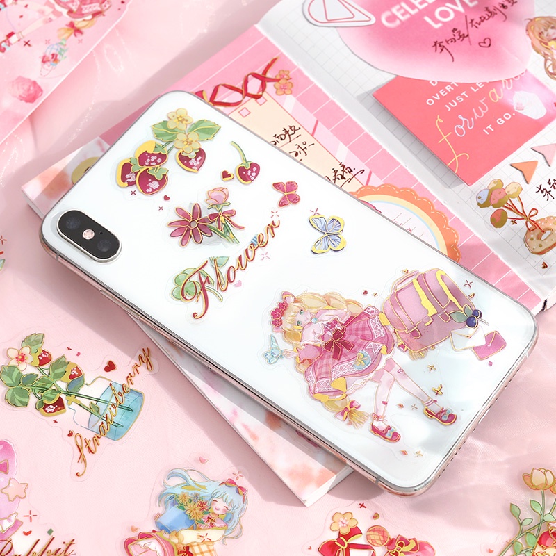 Set 40 Miếng Dán PET Họa Tiết Hoạt Hình Trang Trí Sổ Tay DIY