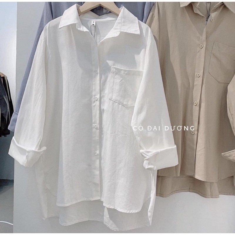 Áo sơ mi thô dài tay 1 túi ngực 2 tà xẻ hông 293 3 màu Nhung Nhớ A1102N