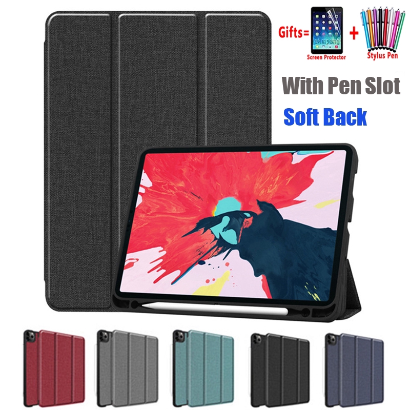 Apple iPad Pro 11 inch 2020 2nd 2018 9.7 2017 Air 3 2 1 10.2 7th Smart Thin TPU Case Fabric Pattern Cover with Pen Holder