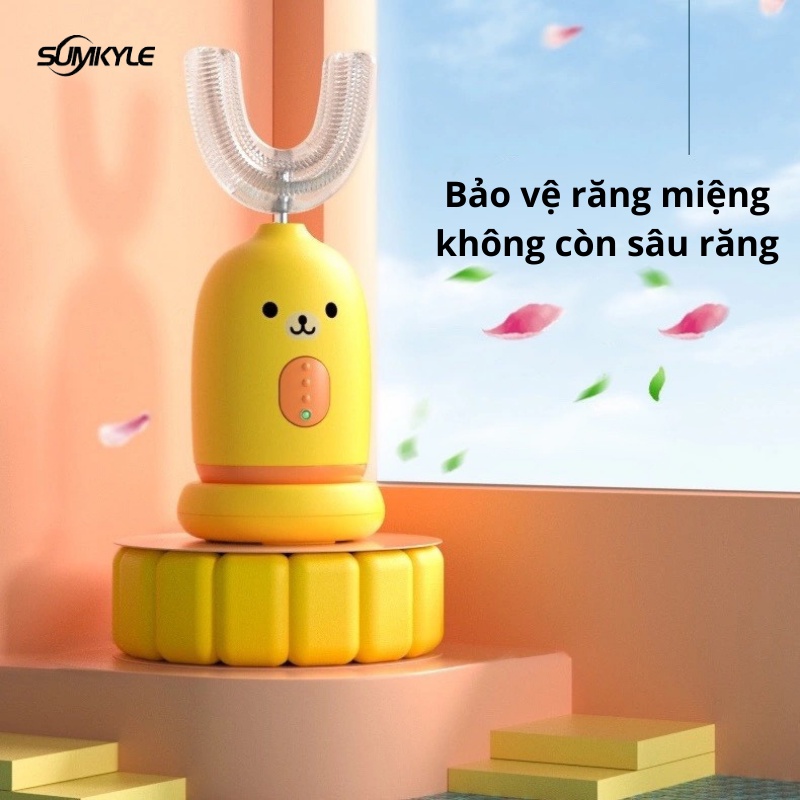 [Hết Sâu Răng]Bàn Chải Điện Chữ U Sumkyle Kids Cho Bé Từ 2-6-12 Tuổi Breo Market Đánh Răng Tự Động Bảo Vệ Răng Miệng