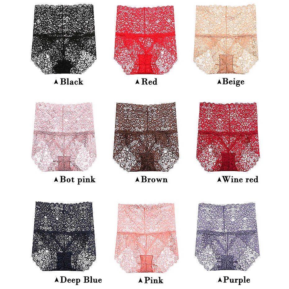 Quần lót TAKETALK phối ren hoa trong suốt lưng cao gợi cảm dành cho nữ size M-XXXL